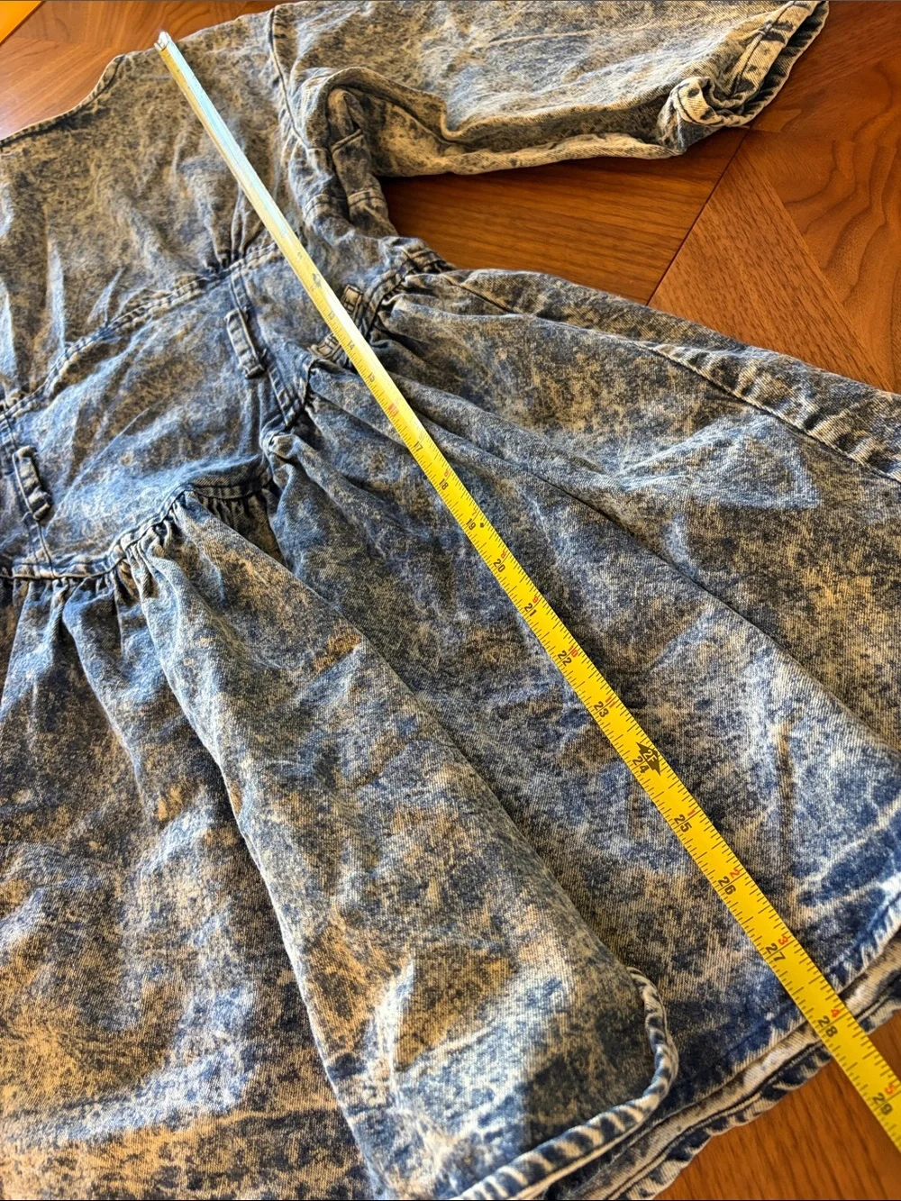 Vintage 80s Cherokee Girls Acid-Wash Denim Dress Western No Belt M